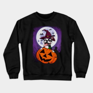 Halloween Dog Witch Pumpkin Crewneck Sweatshirt